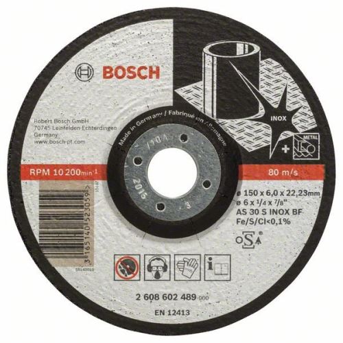 Roată de degroșare profilată BOSCH Expert pentru Inox AS 30 S INOX BF, 150 mm, 6,0 mm 2608602489