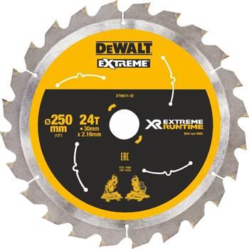 Pânză de ferăstrău DeWALT (ideal pentru ferăstraie FLEXVOLT) 250 x 30 mm, 24 dinți DT99571