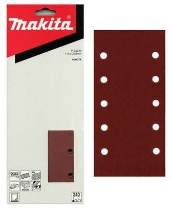 Hârtie abrazivă MAKITA Velcro 115x229 mm 10 găuri K180, 10 buc P-33233