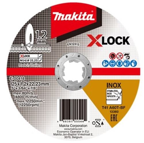 Disc de tăiere MAKITA oțel inoxidabil X-Lock 125x1,2x22,23 mm E-00418