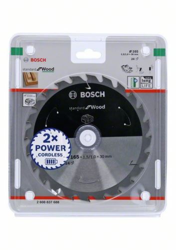 BOSCH Pânză de ferăstrău pentru ferăstrău cu acumulator; Standard pentru lemn 165x30x1,5/1,0x24T 2608837688