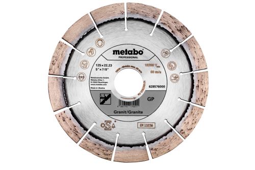 Disc de tăiere diamantat METABO Dia-TS125x22.23mm - GP, Granit, Professional 628576000