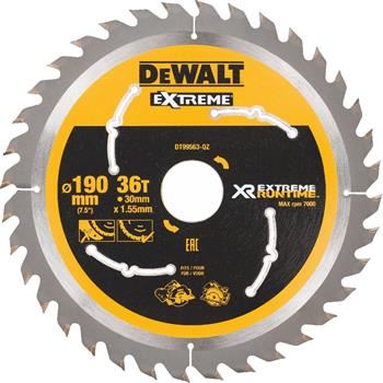 Pânză de ferăstrău DeWALT (ideal pentru ferăstrău FLEXVOLT) 190 x 30 mm, 36 dinți DT99563