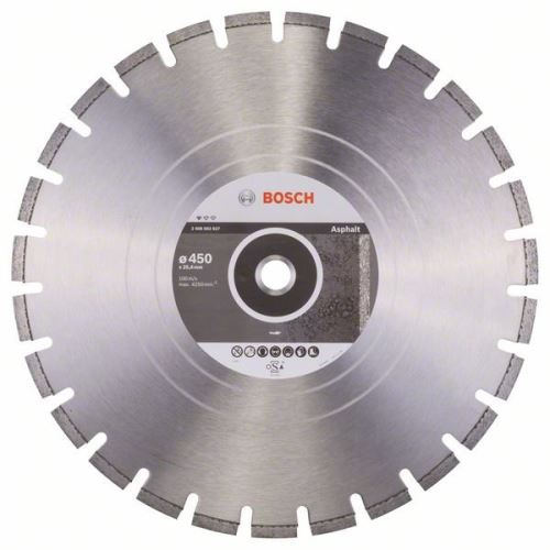 Disc de tăiere cu diamant BOSCH Standard pentru asfalt 450 x 25,40 x 3,2 x 10 mm 2608602627