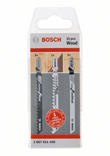 Set pânze de ferăstrău BOSCH pentru lemn, 15 buc 2607011436