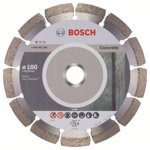 Disc de tăiere cu diamant BOSCH Standard pentru beton 180 x 22,23 x 2 x 10 mm 2608602199