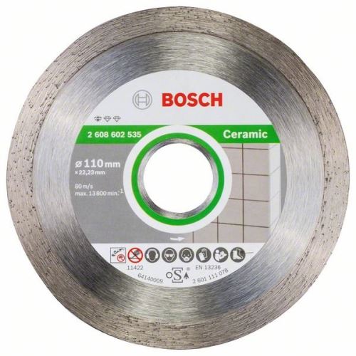 Disc de tăiere cu diamant BOSCH Standard pentru ceramică 110 x 22,23 x 1,6 x 7,5 mm 2608602535