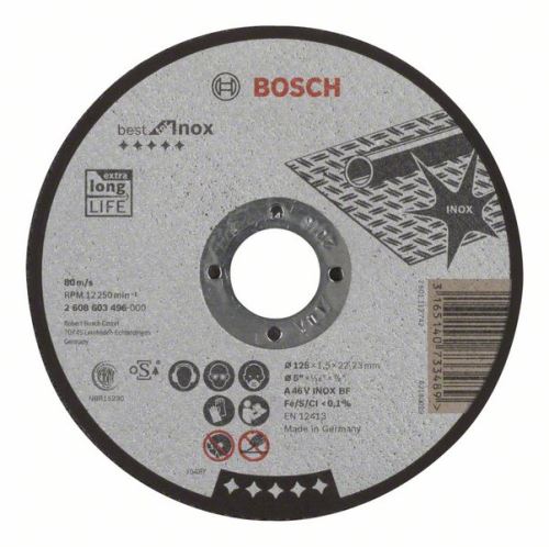 BOSCH Disc de tăiere drept Cel mai bun pentru Inox A 46 V INOX BF, 125 mm, 1,5 mm 2608603496