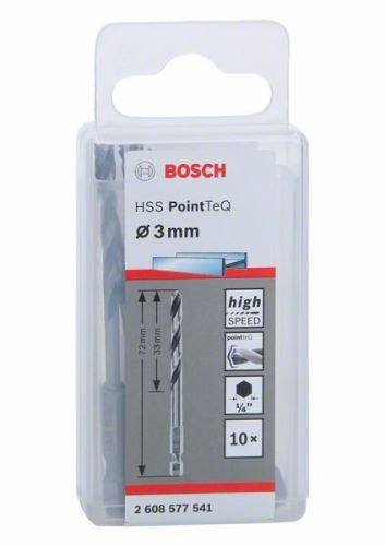 Burghiu BOSCH pentru metal HSS PointTeQ HEX cu tijă în 6 puncte; 3,0 mm 2608577541