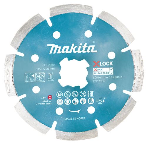 Disc de tăiat diamant MAKITA 115x2,2x22,23 mm X-Lock E-02060