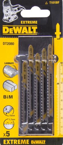 Pânză de ferăstrău DeWALT 82 mm, tăieturi curate drepte în laminate de până la 15 mm grosime (5 bucăți) DT2080