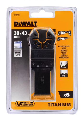 Pânze de ferăstrău DeWALT din titan pentru tăierea metalelor 30 x 43 mm (5 buc) DT20727