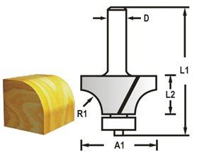 MAKITA Freză rotunjită cu tijă rulment 8 mm, 19x9,5x53 mm R 32 mm D-48359