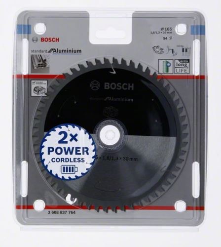 BOSCH Pânză de ferăstrău pentru ferăstrău cu acumulator; Standard pentru aluminiu 165x30x1,8/1,3x54T 2608837764