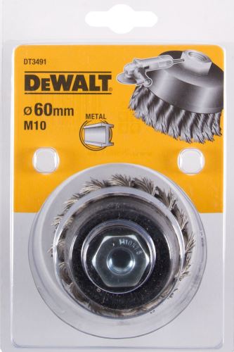 Perie de sârmă DeWALT cu noduri răsucite pentru polizoare unghiulare 65 mm, lungime sârmă 18 mm DT3500