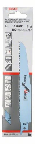 Pânză de ferăstrău BOSCH pentru ferăstrău cu coadă S 920 CF Heavy for Metal (5 buc) 2608654820