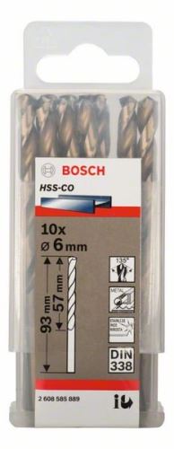 Burghie BOSCH pentru metal HSS-Co, DIN 338 6 x 57 x 93 mm (10 buc) 2608585889