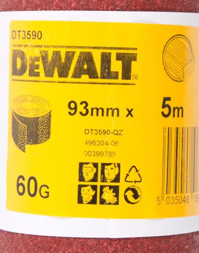 Rolă de șmirghel DeWALT P80, 25 mx 93 mm DT3596