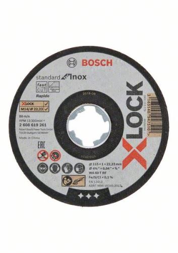 BOSCH X-LOCK Disc de tăiere plat Standard pentru sistem Inox 115×1×22,23 mm 115 x 1 x 22,23 mm 2608619261