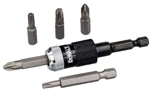 Set de biți DeWALT (6 buc) / adaptor cu eliberare rapidă + biți de 25 mm: Pz2, Pz3, T25, 50 mm: Pz2, T20 / DT71514