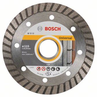 Disc de tăiere cu diamant BOSCH Standard pentru Universal Turbo 125 x 22,23 x 2 x 10 mm (10 buc) 2608603250