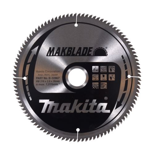 Pânză de ferăstrău pentru lemn MAKITA MAKBLADE 216x2,8x30 mm 100 dinți B-32867