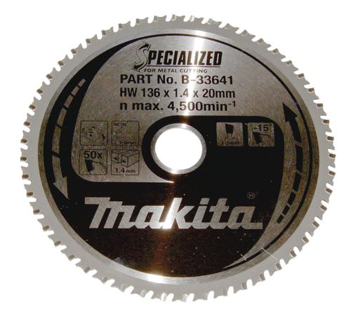 Pânză de ferăstrău MAKITA oțel SPECIALIZED 136x1,4x20 mm 50 dinți B-33641