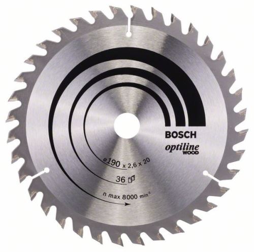 BOSCH Pânză de ferăstrău Optiline Wood 190 x 20/16 x 2,6 mm, 36 2608640613