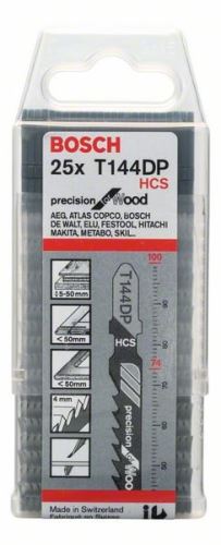 Pânză de ferăstrău BOSCH pentru ferăstrău alternativ T 144 DP Precision for Wood (25 buc) 2608633A39