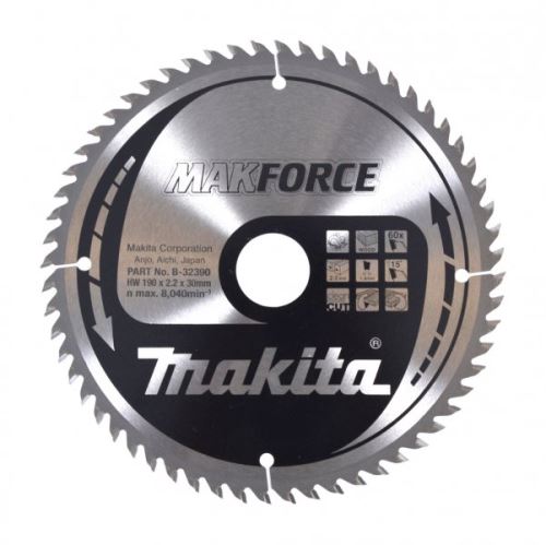 Pânză de ferăstrău MAKITA pentru lemn 190mm 60T B-32390