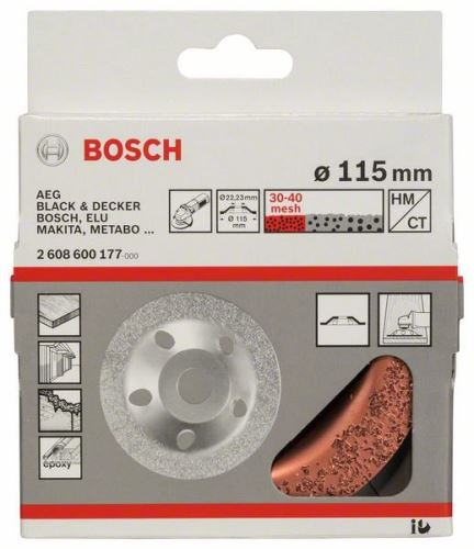 Roată oală din carbură BOSCH 115 x 22,23 mm; bine, plat 2608600177