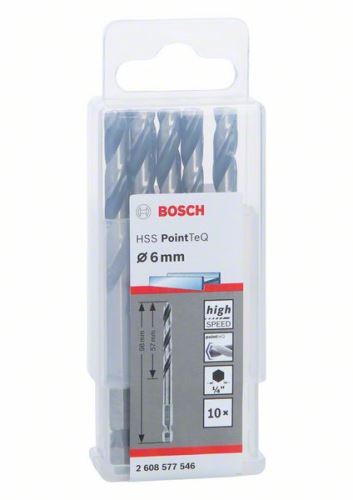 Burghiu BOSCH pentru metal HSS PointTeQ HEX cu tijă în 6 puncte; 6,0 mm 2608577546