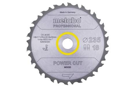 Pânză de ferăstrău METABO "power cut wood - professional", 235 x 30 mm, 18 dinți, FZ/FA 10° 628492000