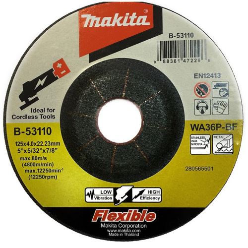 Disc abraziv flexibil MAKITA 125x4x22,23 mm B-53110