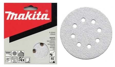 Hârtie șlefuită MAKITA Velcro 125 mm 8 găuri K120, 10 buc P-33386