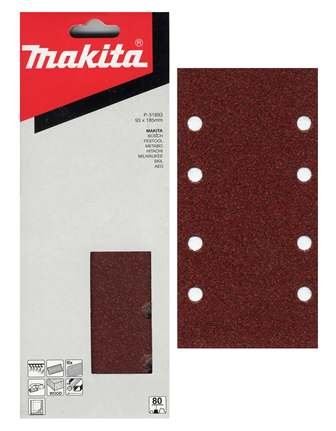 Hârtie abrazivă MAKITA Velcro 93x185 mm 8 găuri K60, 10 buc P-31887