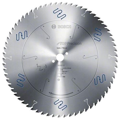 Pânză de ferăstrău circular BOSCH Top Precision Best for Wood 254 x 30 x 2,3 mm, 60 2608642102