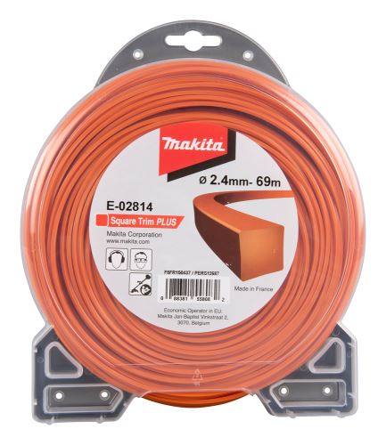 Snur MAKITA nailon Plus 2,4 mm, 69 m, portocaliu, pătrat E-02814