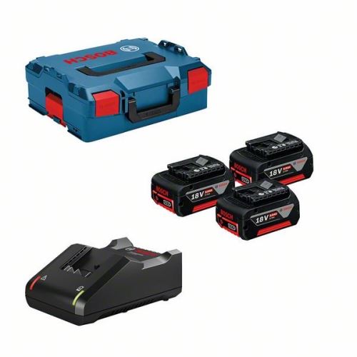 Set Bosch Professional: 3x baterii GBA 18V 5,0 Ah + GAL 18V-40 în L-BOXX 136 0615990L3T