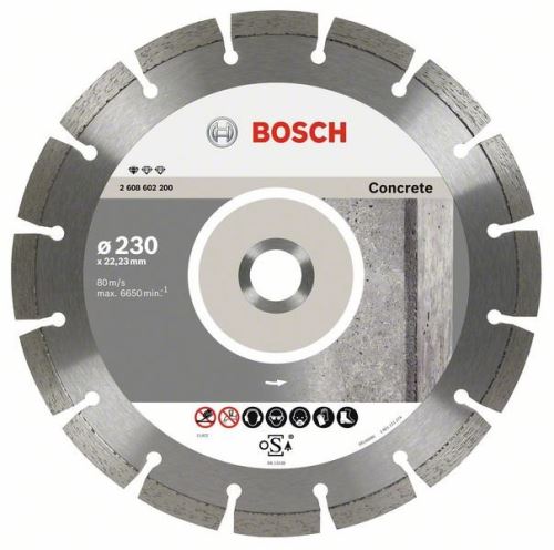 Disc de tăiere cu diamant BOSCH Standard pentru beton 230 x 22,23 x 2,3 x 10 mm (10 buc) 2608603243