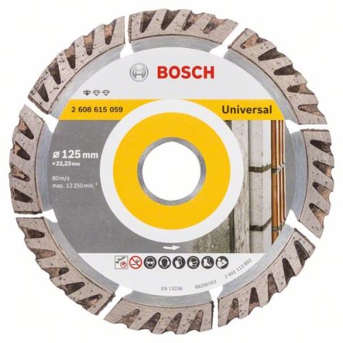 Disc de tăiere cu diamant BOSCH Standard pentru universal 125 × 22,23 125x22,23x2x10 2608615059