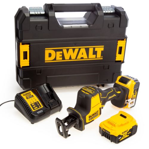 Ferăstrău alternativ compact fără perii Dewalt 18V XR (2 baterii de 5,0 Ah) în cutie TSTAK DCS369P2