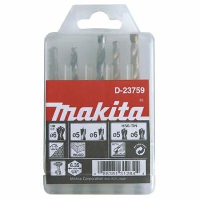 Set de burghie MAKITA pentru metal/lemn/zidarie 5;6/5;6/6 mm, tija HEX 1/4", 5 buc D-23759