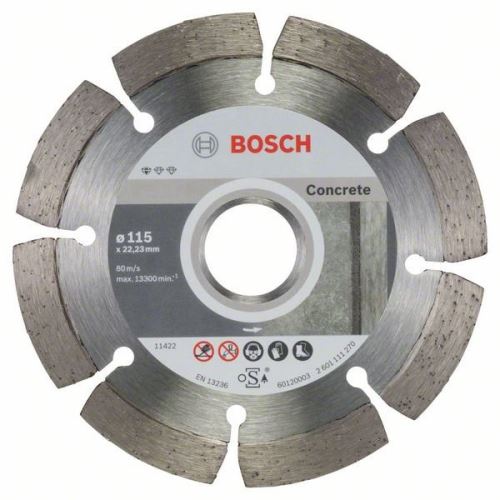 Disc de tăiere cu diamant BOSCH Standard pentru beton 115 x 22,23 x 1,6 x 10 mm (10 buc) 2608603239