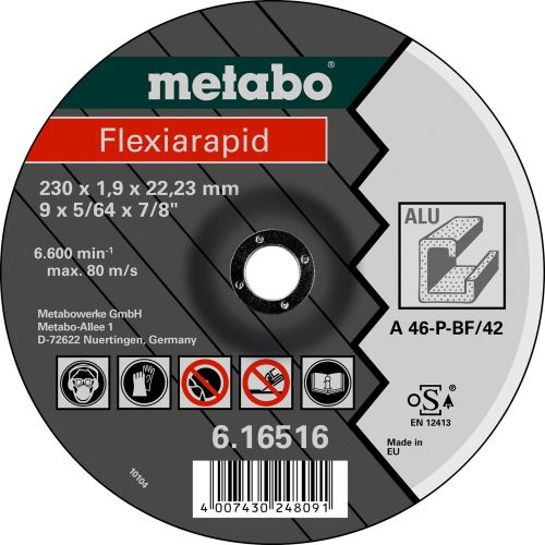 METABO Disc de tăiere FLEXIARAPID 115x1,0x22,23 Alu 616512000