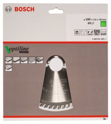 BOSCH Pânză de ferăstrău Optiline Wood 190 x 30 x 2,6 mm, 60 2608641188