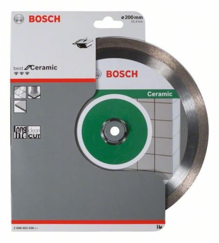 Disc de tăiere cu diamant BOSCH Best for Ceramic 200 x 25,40 x 2,2 x 10 mm 2608602636