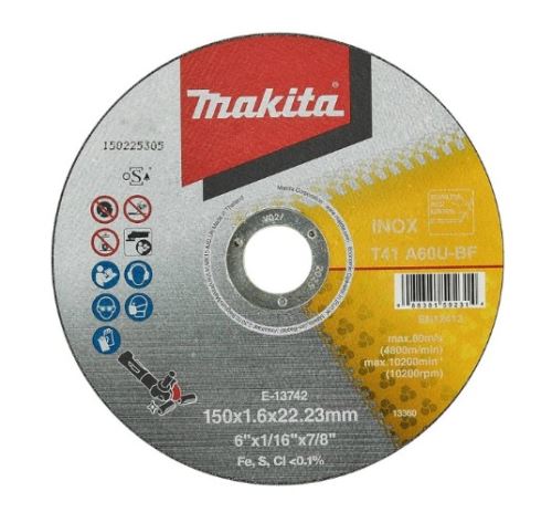 Disc de tăiere din oțel inoxidabil MAKITA 150x1,6x22,23 E-13742