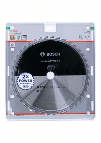 BOSCH Pânză de ferăstrău pentru ferăstrău cu acumulator; Standard pentru lemn 305x30x2,2/1,6x40T 2608837741