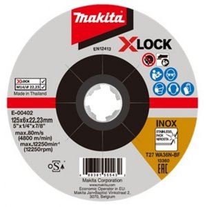 Disc abraziv MAKITA X-Lock din oțel inoxidabil 125x6x22,23 mm E-00402